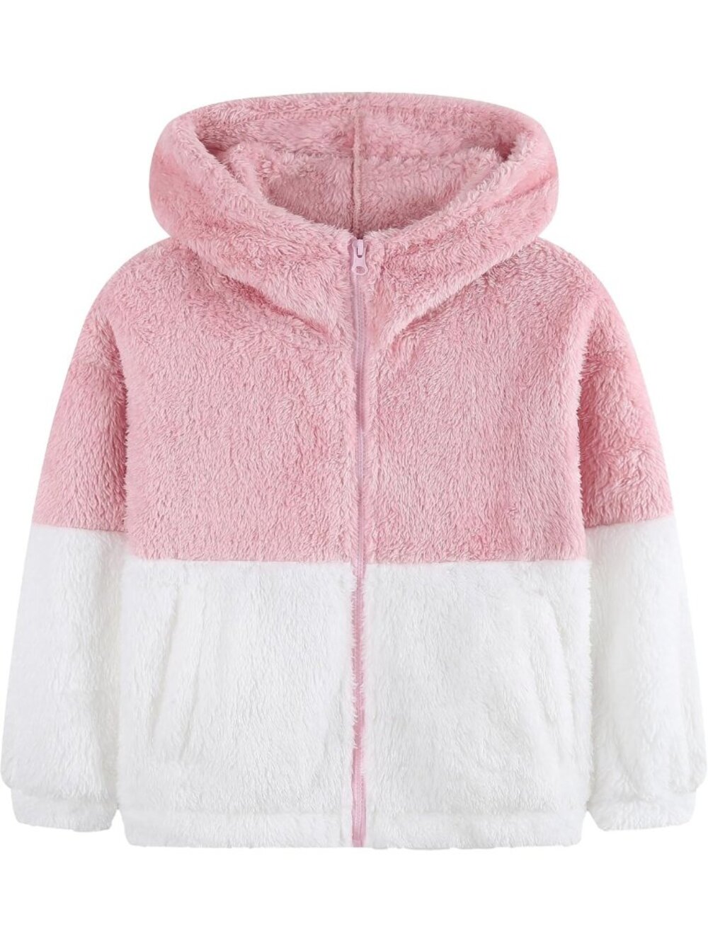 Cozy Girls Polar Fleece Zip-Up Hoodie Jacket with Pockets, Sizes 5-14Y
